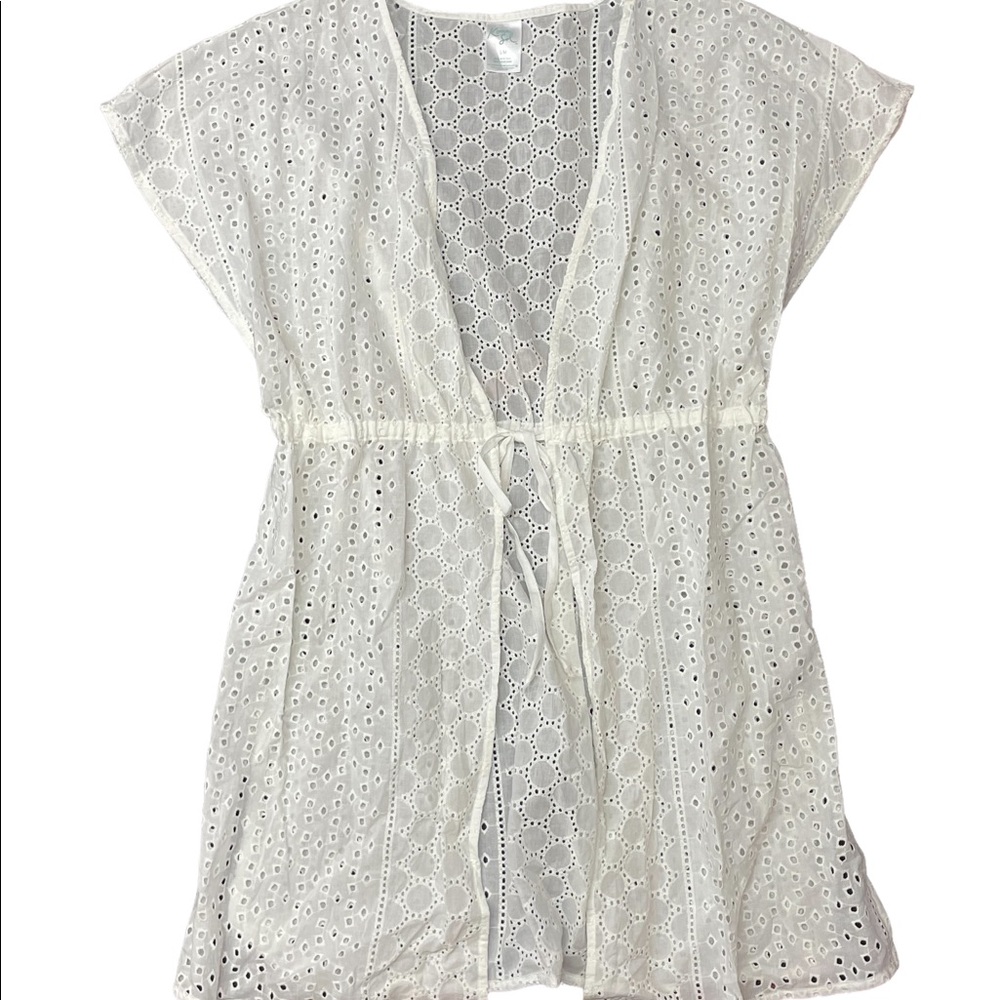 Kona Sol | White Perforated Bathing Suit Coverup